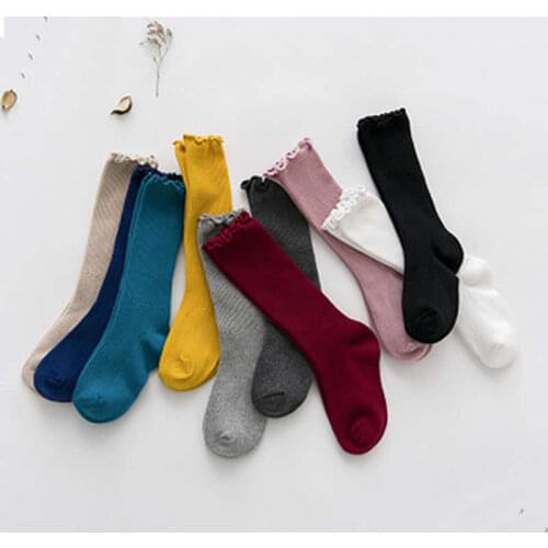 New cotton agaric heaps pure color children socks Creative candy color children socks of the girls Pile thin sock