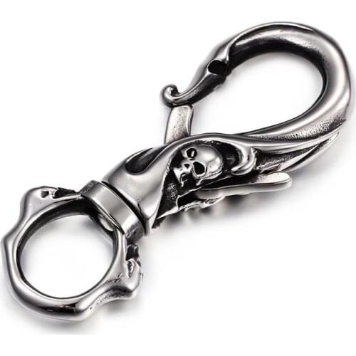 Punk Key Chains 316 Stainless Steel Skull Key Chains Fashion Rock Accessories Jewelry Gifts For Men Boyfriend