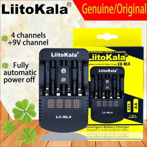 Genuine/Original Liitokala Lii-NL4 rechargeable 1.2V AA / AAA NiMH batteries 9V battery charger