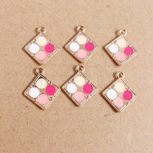 10pcs 21*24mm Enamel Cosmetic Eye Shadow Charms Pendants for Making Necklaces Earrings DIY Jewelry Findings Crafts Accessories