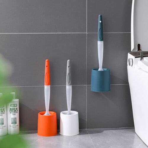 Toilet Brush Silica Gel Toilet Brush Household No Dead Angle Long Handle No Punching Wall Toilet Cleaning Brush Can Add Liquid