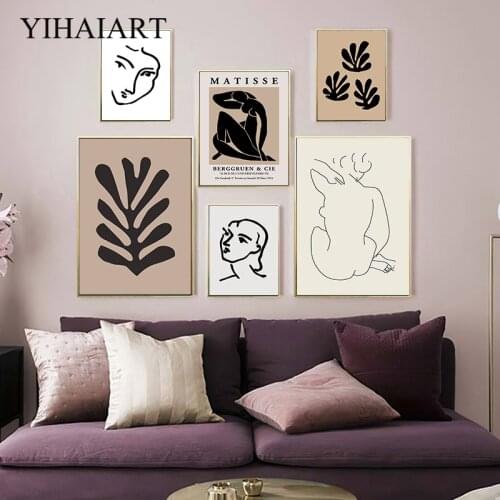 Contemporary Matisse Wall Art Canvas Painting Abstract Woman Poster Print Simplicity Line Drawing Picture Room Home Decoration