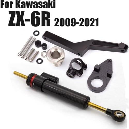 2021 Fiber Carbon Steering Damper Stabilizer Mounting Kit Bracekt For Kawasaki Ninja 600cc 636cc ZX6R ZX-6R ZX636 2009-2020