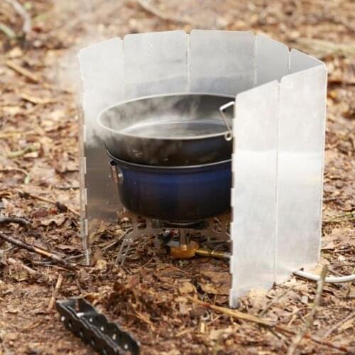 8 Plates Outdoor Gas Stove Wind Shield Foldable Camping Cooking Burner Windproof Screen Aluminium Alloy Picnic Stove Windshield