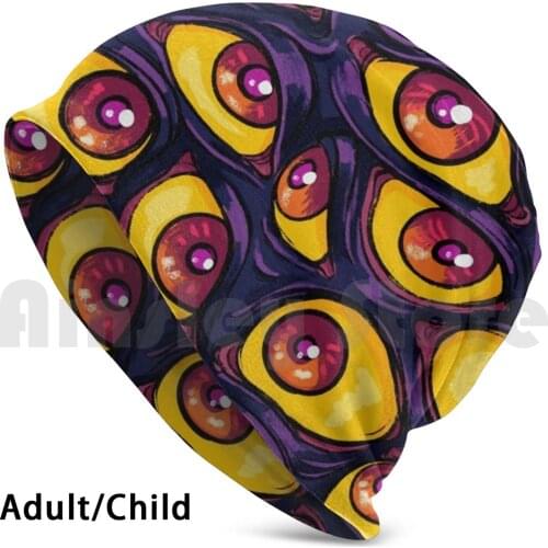 Wall Of Eyes In Dark Purple Beanies Knit Hat Hip Hop Horror Creepy Eyeballs Eyes Kawaii Creepy Cute Pastel