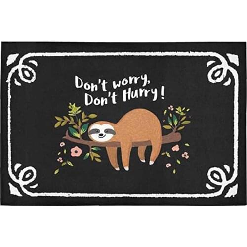 Funny Sloth Quotes Doormat, Don't Worry Don't Hurry Anti-Slip Indoor Outdoor Entrance Doormat Floor Mat Door Mat Rubber Backing