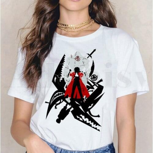 Anime Fullmetal Alchemist Brother Edward Elric 90s T-shirt Short Sleeve Female T Shirts Womens Tops Tees Harajuku Vogue Vintage