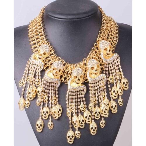 YaYi Jewelry Fashion Necklace Skeleton skull Cross Jewelry crystal Department Statement Women Choker Necklaces Pendants Q857