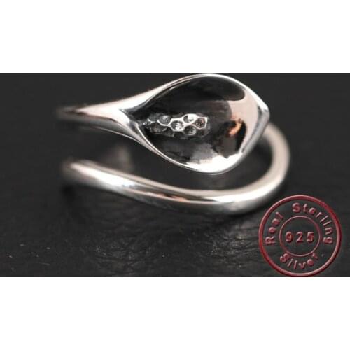 Amxiu Vintage Antique Silver Open Ring S925 Flower Rings For Office Lady Womens Day Gift Party Accessories Anel 2019 Hot Rings