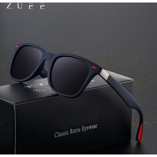 Zuee Klassieke Gepolariseerde Zonnebril Rijden Vierkante Frame Zonnebril Mannen Vrouwen Mannelijke Goggle UV400 Gafas De Sol