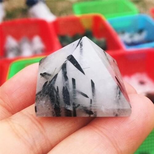1pcs Pyramid healing crystal handicrafts black natural black tourmaline quartz crystal gifts home decoration beautiful