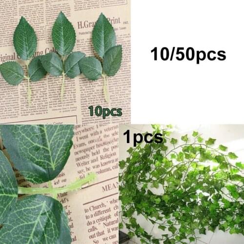 10/50Pcs Silk Rose Leaves Christmas Decorations for Home Wedding Bride Wrist Decorative Flowers Artificial Plants Ddiy Gift Box
