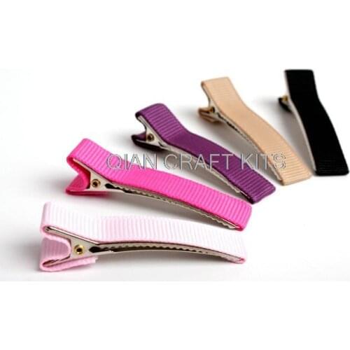 100pcs multiple colors 50mm Grosgrain Ribbon Hair Clips Prong Alligator clip Lined Clip Hair bow Supplies