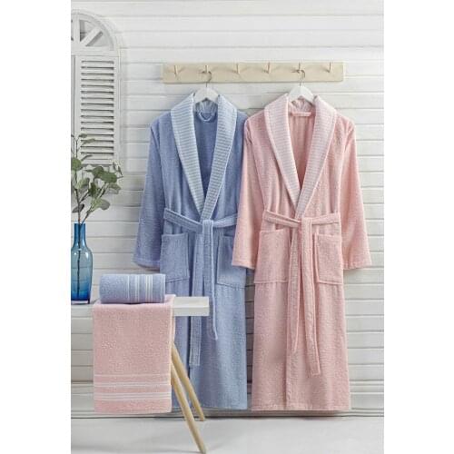4 Pcs Bathrobe 100% Cotton Robe set Unisex Bath Towel Turkey Qualıty Thick Warm Sleep War Autumn Winter Nightgown Casual colors