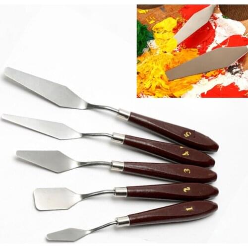 5pcs Metal Spatula Set Oil Painting Paint Scrapers Calligraphy Palette Spatula Art Craft Perfect Artist Painting Accessories