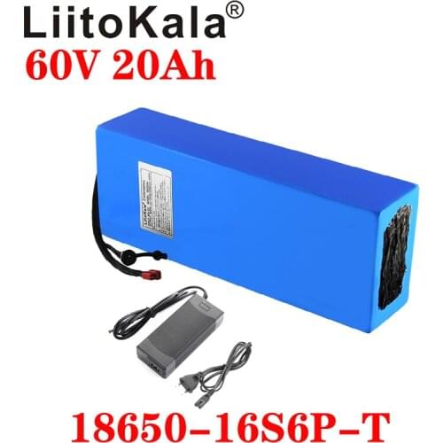 LiitoKala E-bike battery 60V 20ah 18650 li-ion battery pack 750W 1500W 1800W BMS protection 30A Output bike conversion kit XT60