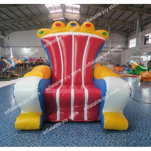 Free air ship to door!2.2*2.5m inflatable king sofa inflatable imperial crown chair for kids N adults