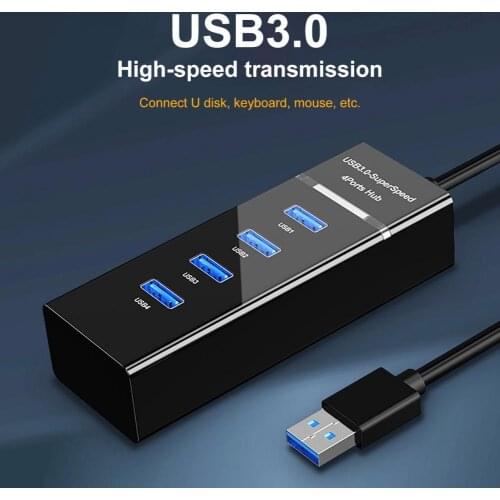 Safety Reliable 4 Ports Small Size USB Splitter Plug Play USB Adapter 4 Ports for Laptop