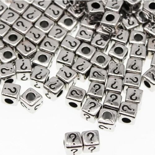 CHONGAI 100Pcs Acrylic Antique silver Question Mark "?" Charm Beads For Jewelry Making DIY Beads Accessories