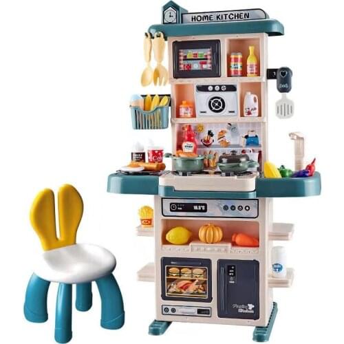 Children play house kitchen toy set girl simulation cookware cook dinner 3-6year old spray water