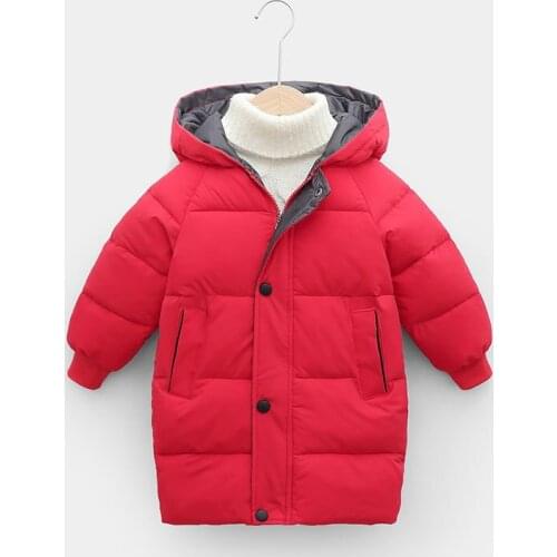 Childrens Down Coat Winter Teenage Baby Boys Girls Cotton-padded Parka & Coats Thicken Warm Long Jackets Toddler Kids Outerwear