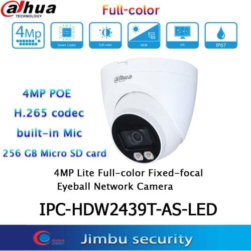 Dahua 4MP Lite Full color IP Camera IPC-HDW2439T-AS-LED-S2 Fixed-focal Eyeball Network Camera