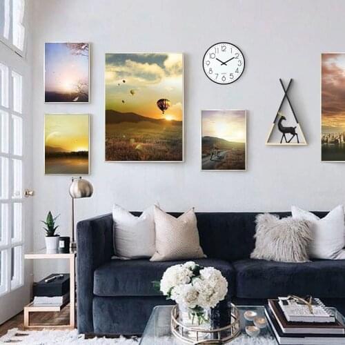 Sunset Picture Landscape Canvas Painting Posters and Prints Modern Style Wall Art Pictures for Living Room Home Decoration