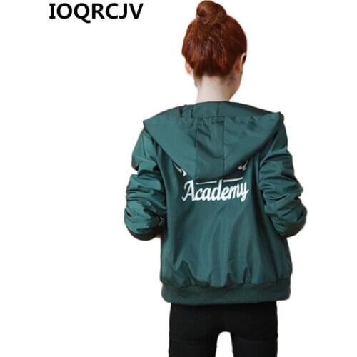 2019 Autumn Windbreaker Hooded Jacket Women Fashion Harajuku Zipper Pockets Bomber Jackets Female Casual Streetwear Outwear R668