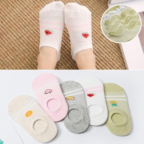 Summer mesh Sock breathable thin Section Children Boat Socks Followed by Silicone Antiskid Invisible Socks of the Girls