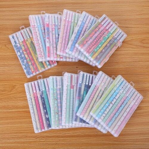 Cute Kawaii Stationery 10pcs/set Colored Gel Pens Black Creative Korean Style Glitter Pen for Children School Office Supplies