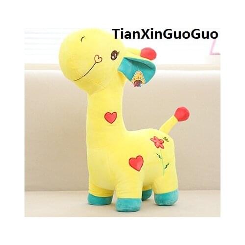 Lovely cartoon giraffe plush toy about 35cm love yellow giraffe soft doll birthday gift h0787