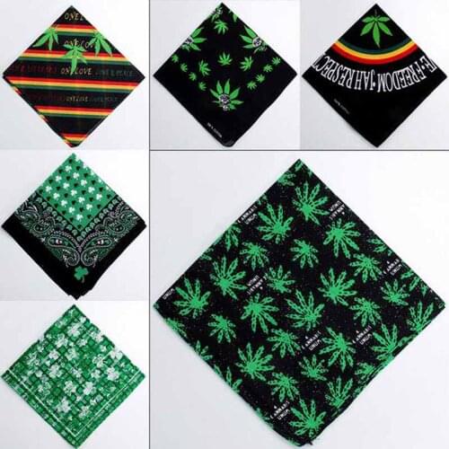 Fashion Bandana Clover Pattern Headscarf Cotton Headband Printed Square Scarf Handkerchief 50*50CM for Women Men Children