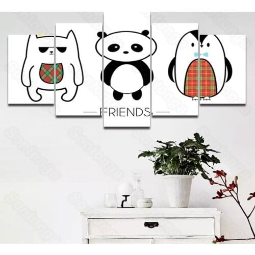 Cartoon Panda Penguin Simple Style Modern Home Decoration Art Poster Decorative Painting Porch Living Room Corridor Study