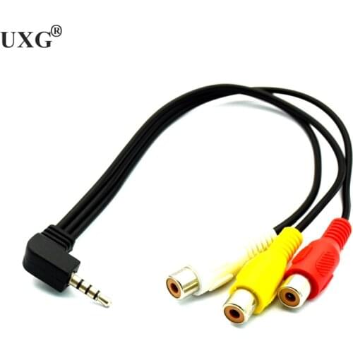 3.5mm Jack To 3 RCA Male Audio Video AV Cable AUX 3.5mm Male Plug 90 Degree Right Angled to 3RCA Female Audio Y Cable 0.2m/20cm