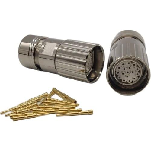 M23 Straight Type Internal / External Thread 17 Pin Plug Female Or Male Connector For Servo Motor & Encoder