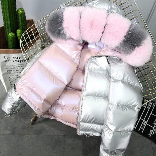 New Bright Face Winter Down Jacket Female Short Double-sided Fashion Fake Fur Collar Coat Winter Down Coat Women Outerwear