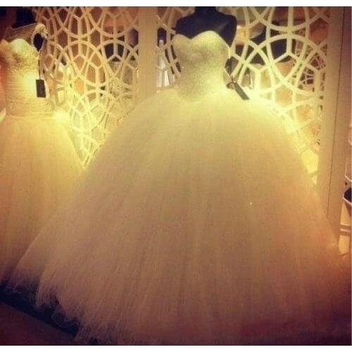 Luxury Sweetheart Wedding Dresses Vestidos de Novia Spark Beading Floor-Length Formal Bridal Gowns