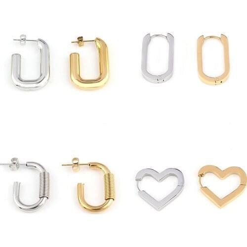 Stainless Steel Heart-shaped Earrings For Women Triangle Earrings Geometry Square Earring Punk Minimalist Women Jewelry