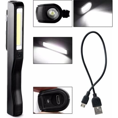 Mini LED Charging Flashlight Pen Light Clip COB USB Work Light rotated Rechargeable Magnetic Night Light Pocket Torch Camping