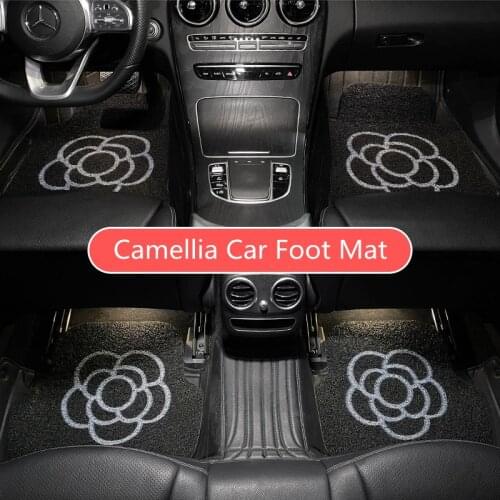 Four Seasons Cartoon Camellia Anti-dirty Anti-slip Protective Silk Loop Creative Car Foot Carpet Mat