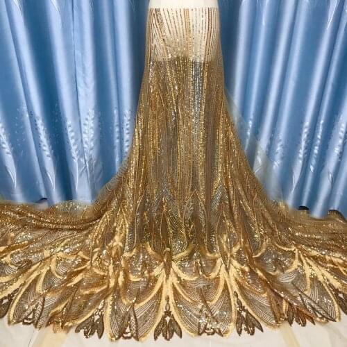 MIQIER High Quality African Nigerian Tulle Lace Fabric Sequins Net Cloth Embroidered Wedding Party Dress Fabric For Sewing Lates
