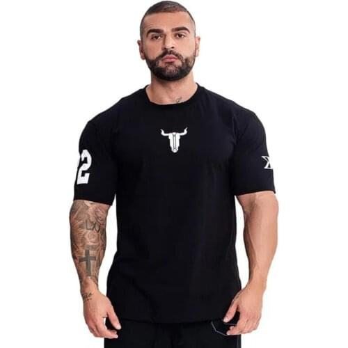 WZFJM New Men Skinny T-shirt Gyms Fitness Bodybuilding Workout Cotton shirt Male Tee Tops Summer Fashion Casual Brand Clothing