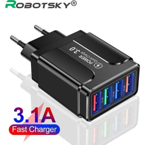 4 Ports USB Charger For Huawei 3A Quick Charge Charger for Xiaomi Redmi Note 10 Fast Charging Wall Charger UK/US/EU