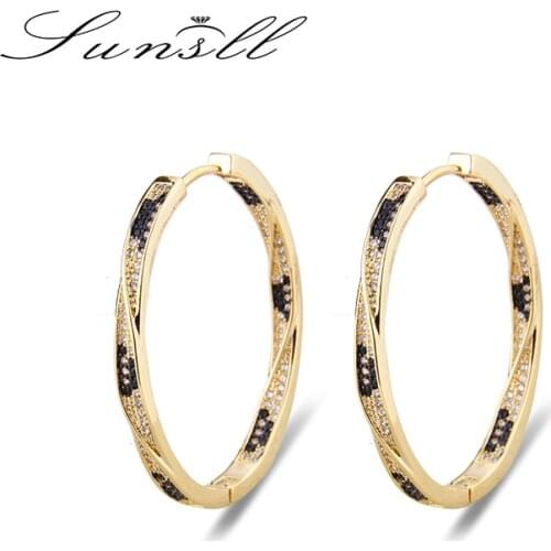 SUNSLL New Simple Design Copper Zircon Leopard Oval Earrings Women Jewelry Geometric Round Fashion Party Anniversary Gifts