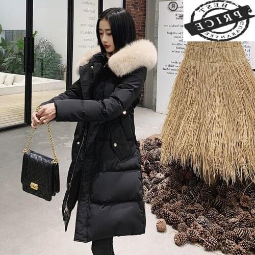 2021 Womens Winter Down Jacket 20% White Duck Down Coat Female Hooded Parkas Woman Fox Fur Collar Mujeres Abrigos LW5620