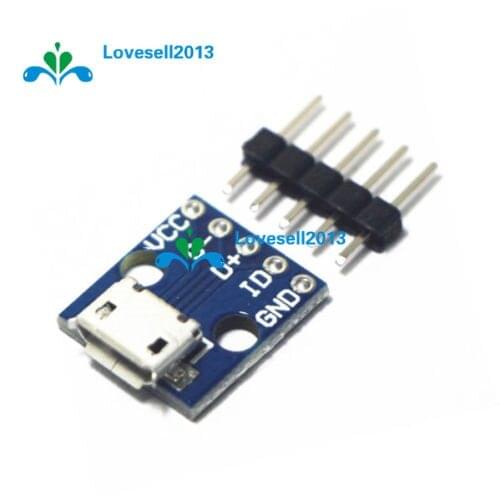 10pcs Female MICRO USB to DIP 5-Pin Pinboard 2.54mm micro USB type
