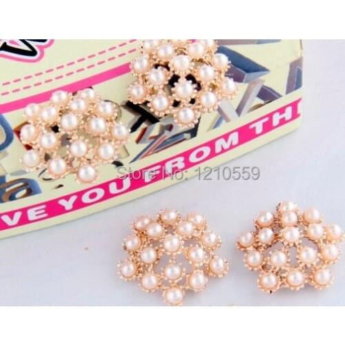 10 Pieces Beaded Pearl Buttons Without Shank for Clothing Decoration 20mm