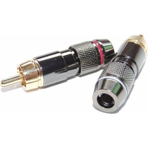 10 pcs Copper RCA Plug Gold Plated Audio Video Coaxial Cable Soldering Adapter Connector