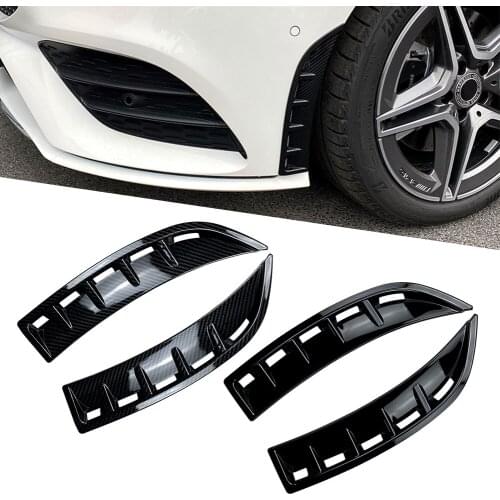 2x ABS Car Styling Front Wheel Bumper Vent Hood Fender Moulding Cover For Mercedes Benz CLA C118 2020+ Carbon Fiber/Glossy Black
