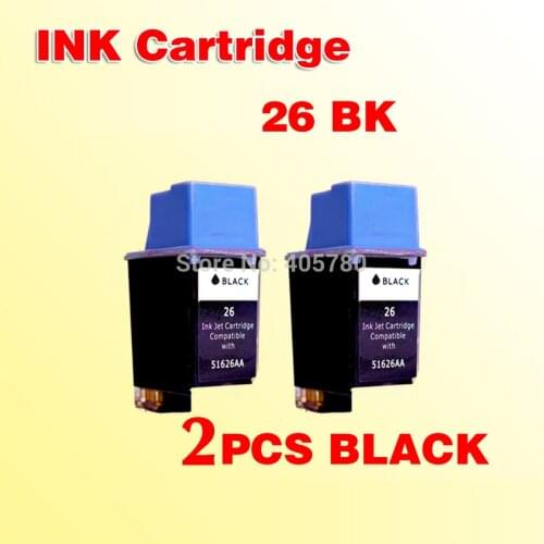 2x compatible for26 ink cartridges for 26 51626A black printer Designjet 200/220/600